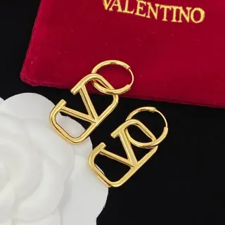 Valentino VLTN Gold Logo Hoop Earrings