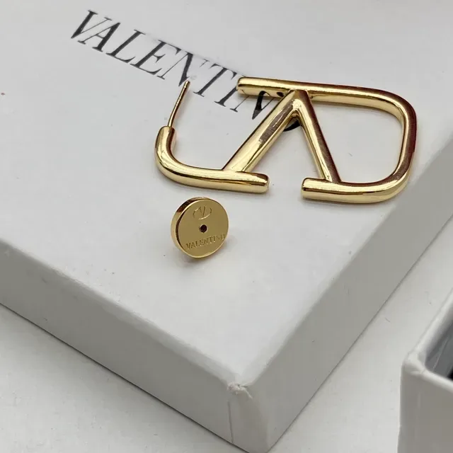 Valentino VLTN Open-Frame V-Shaped Stud Earrings 2