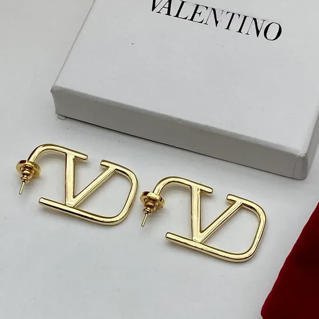 Valentino VLTN Open-Frame V-Shaped Stud Earrings 6