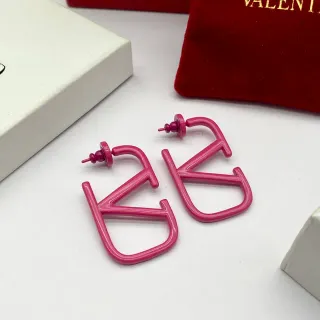 Valentino VLTN Pink Enamel Open-Frame Earrings