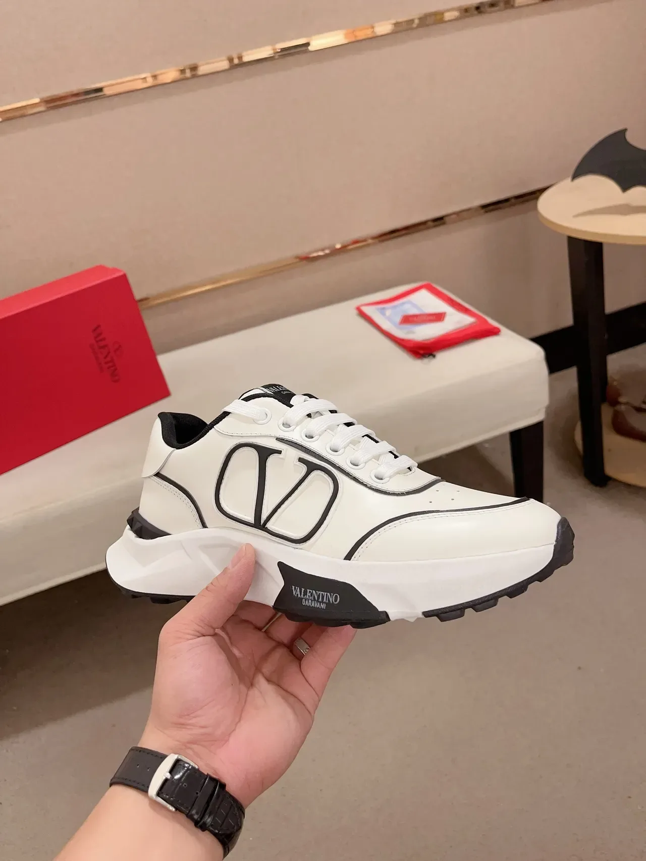 Valentino VLTN White and Black Chunky Sneakers 4