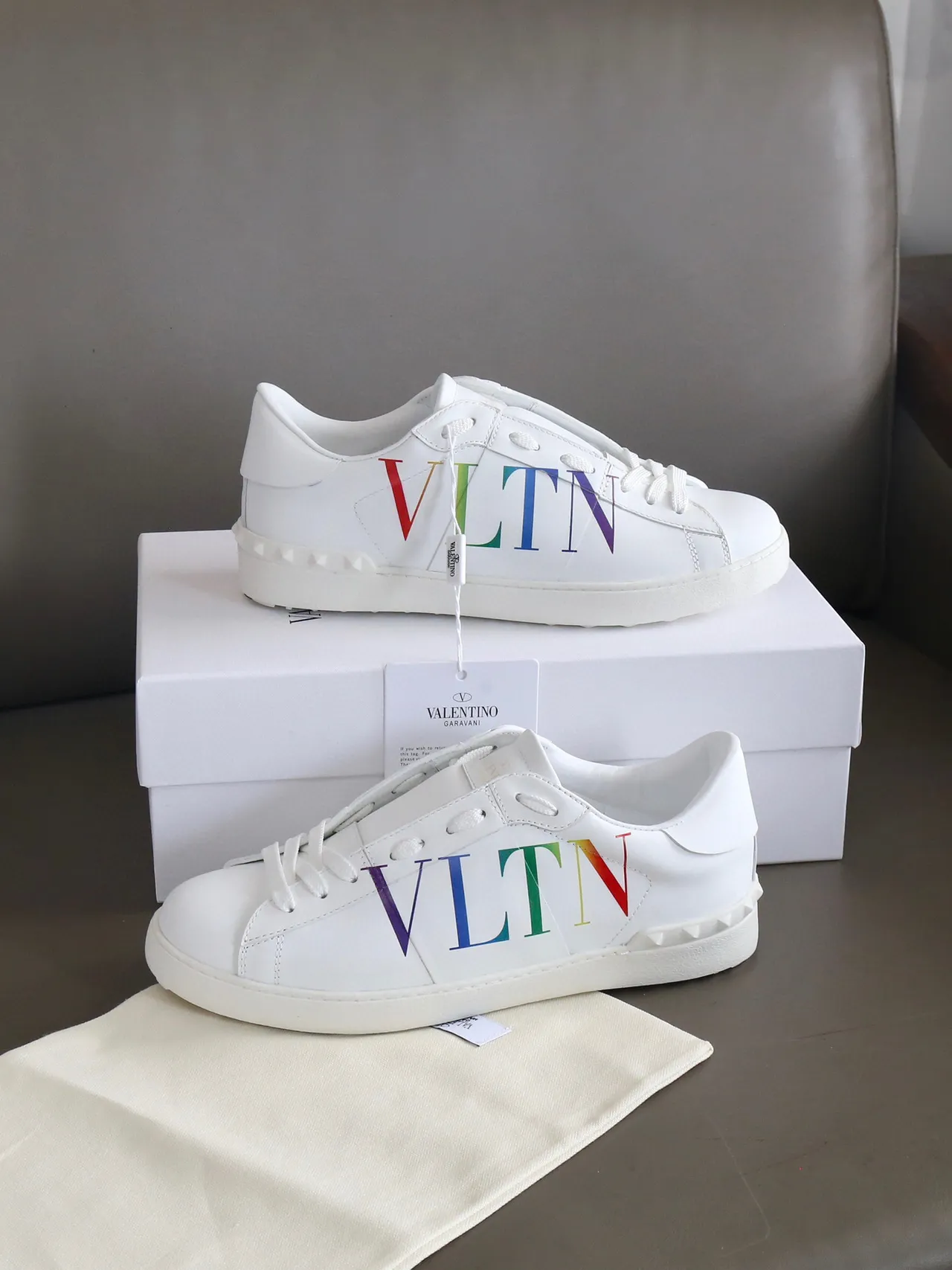 Valentino VLTN White Rainbow Logo Lifestyle Sneakers 6