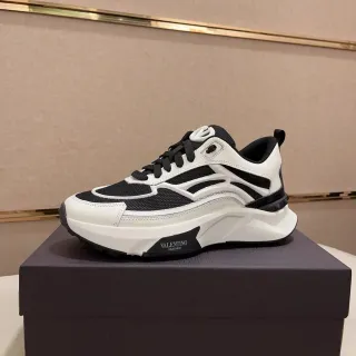 Valentino White Black Sole Layered Upper Chunky Sneakers