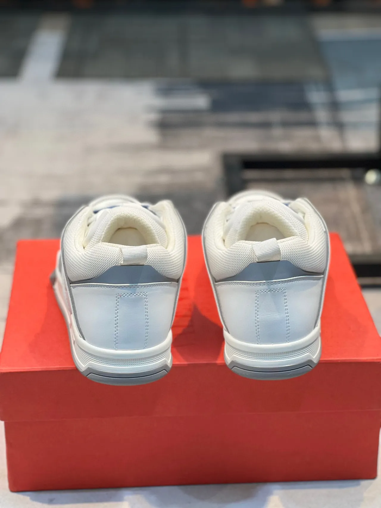 Valentino White Blue Quilted Side Panel Metallic Triangular Toe Stud Lifestyle Sneakers 2