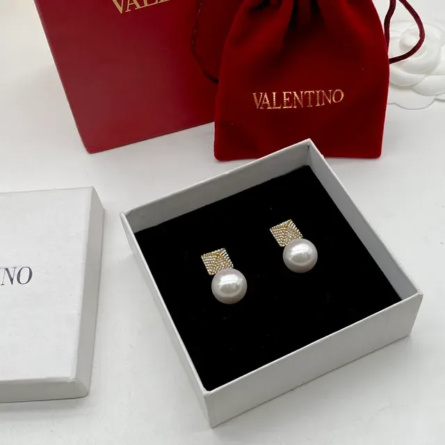 Valentino Brincos Ouro Branco Pérola Gota Pavé Topo Quadrado 7