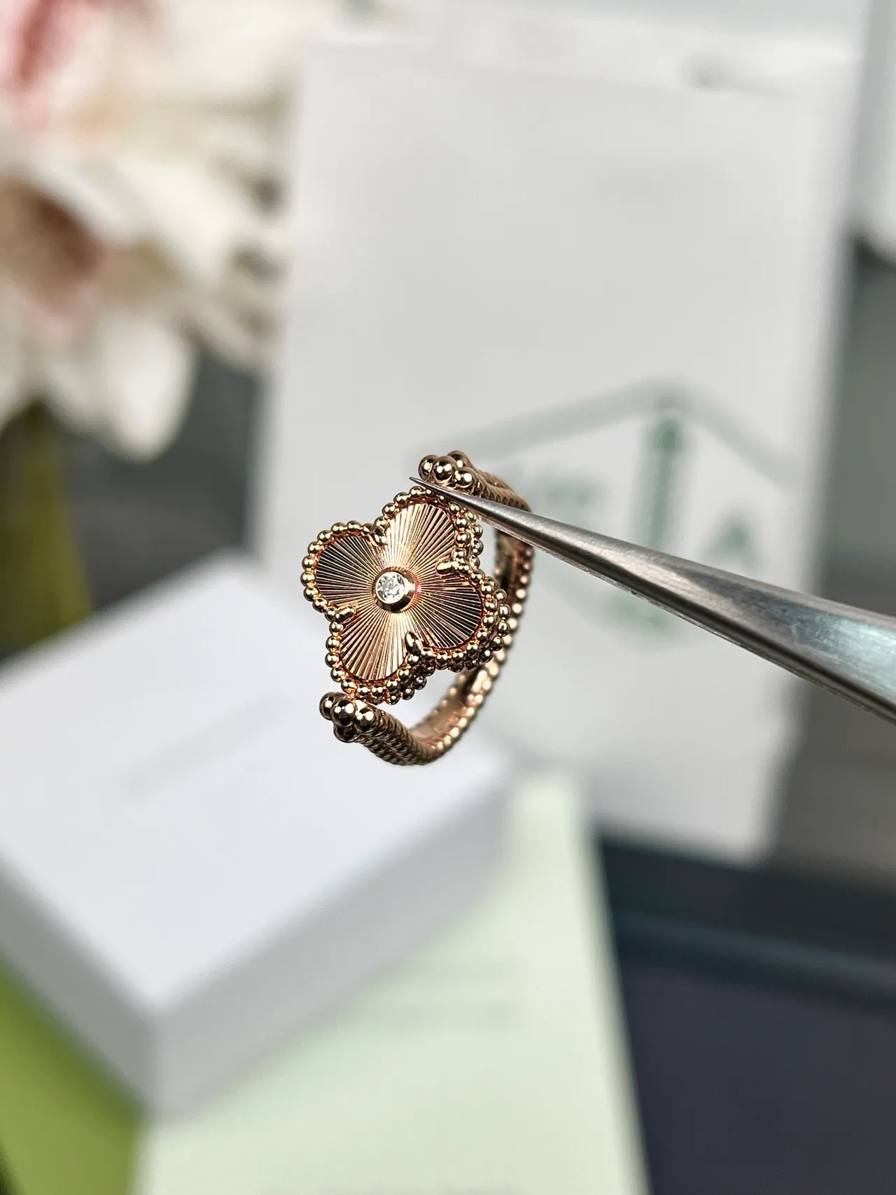 Van Cleef & Arpels Alhambra Blue Enamel Rose Gold Ring 4