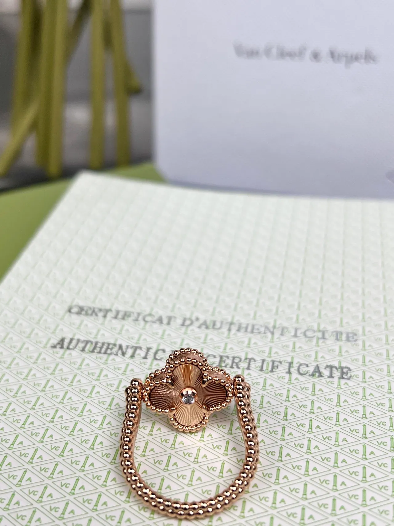 Van Cleef & Arpels Alhambra Blue Enamel Rose Gold Ring 9