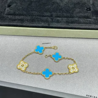 Van Cleef & Arpels Alhambra Five Motif Turquoise et Pavé Diamant Bracelet