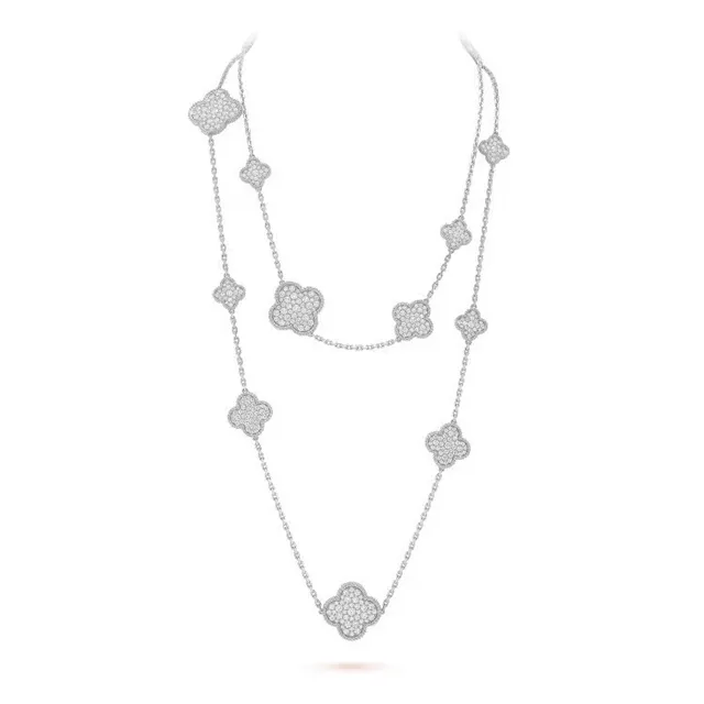 Van Cleef & Arpels Alhambra Pavé Four-Leaf Clover Motif colar 6