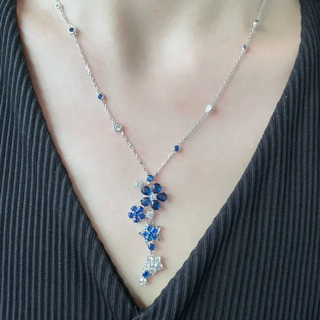 Van Cleef & Arpels Floral Cascade Colar de Safira e Diamante 8