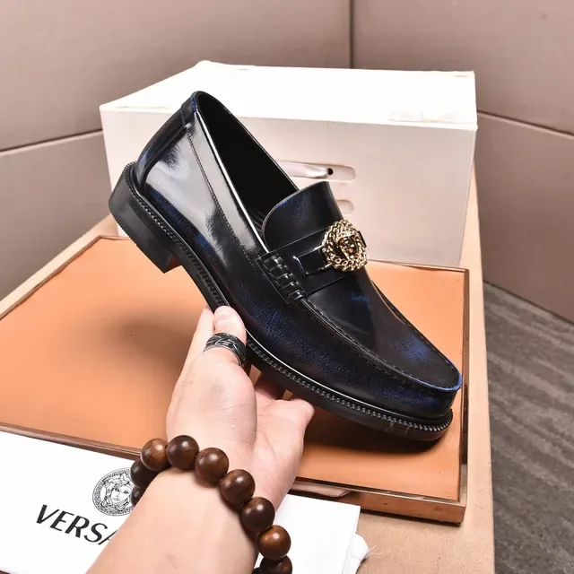 Versace Mocassim Preto Dourado Couro Patent Alto Brilho Fivela Medusa Medalhão 6