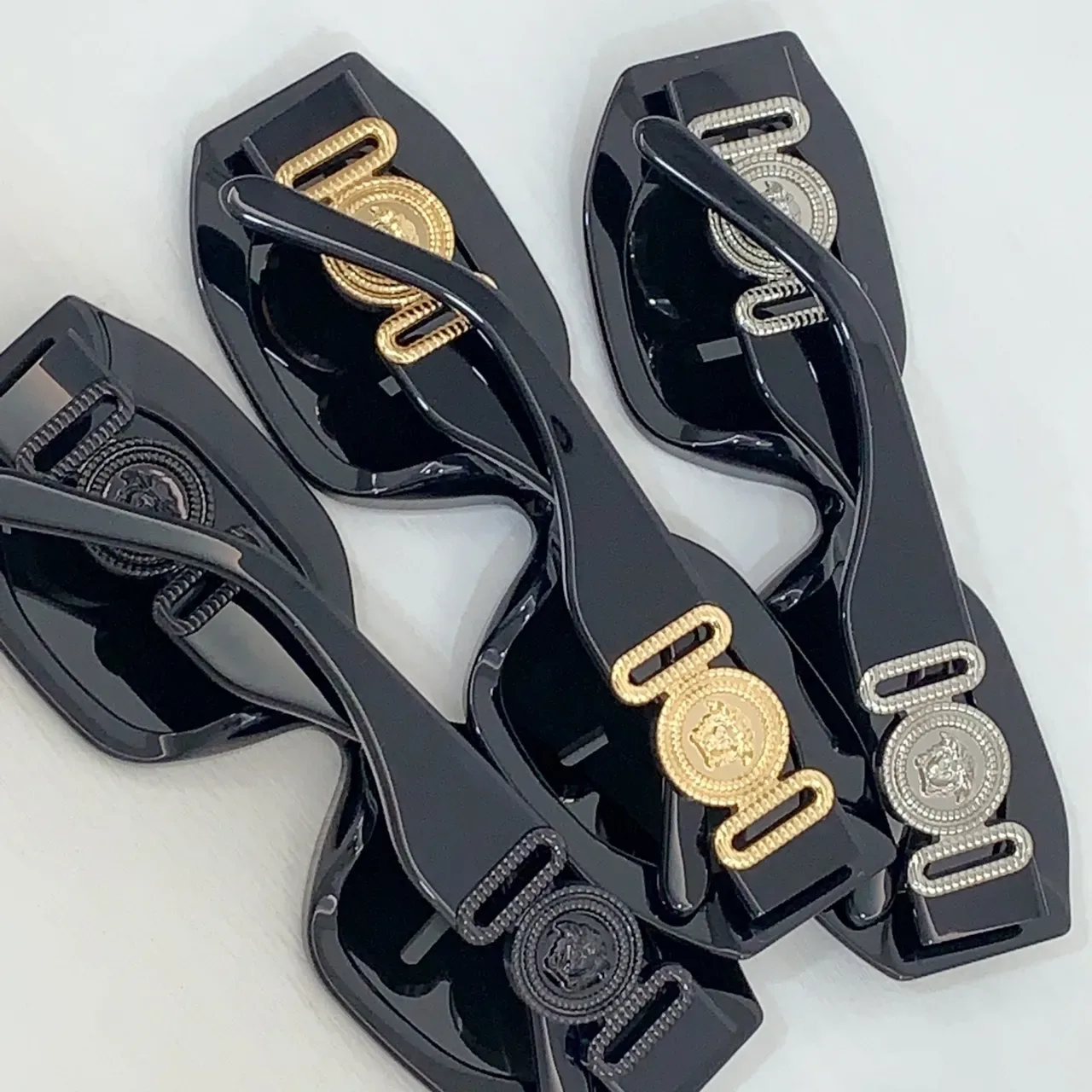 Versace Chain Reaction Black Acetate Gold Medusa Sunglasses 3