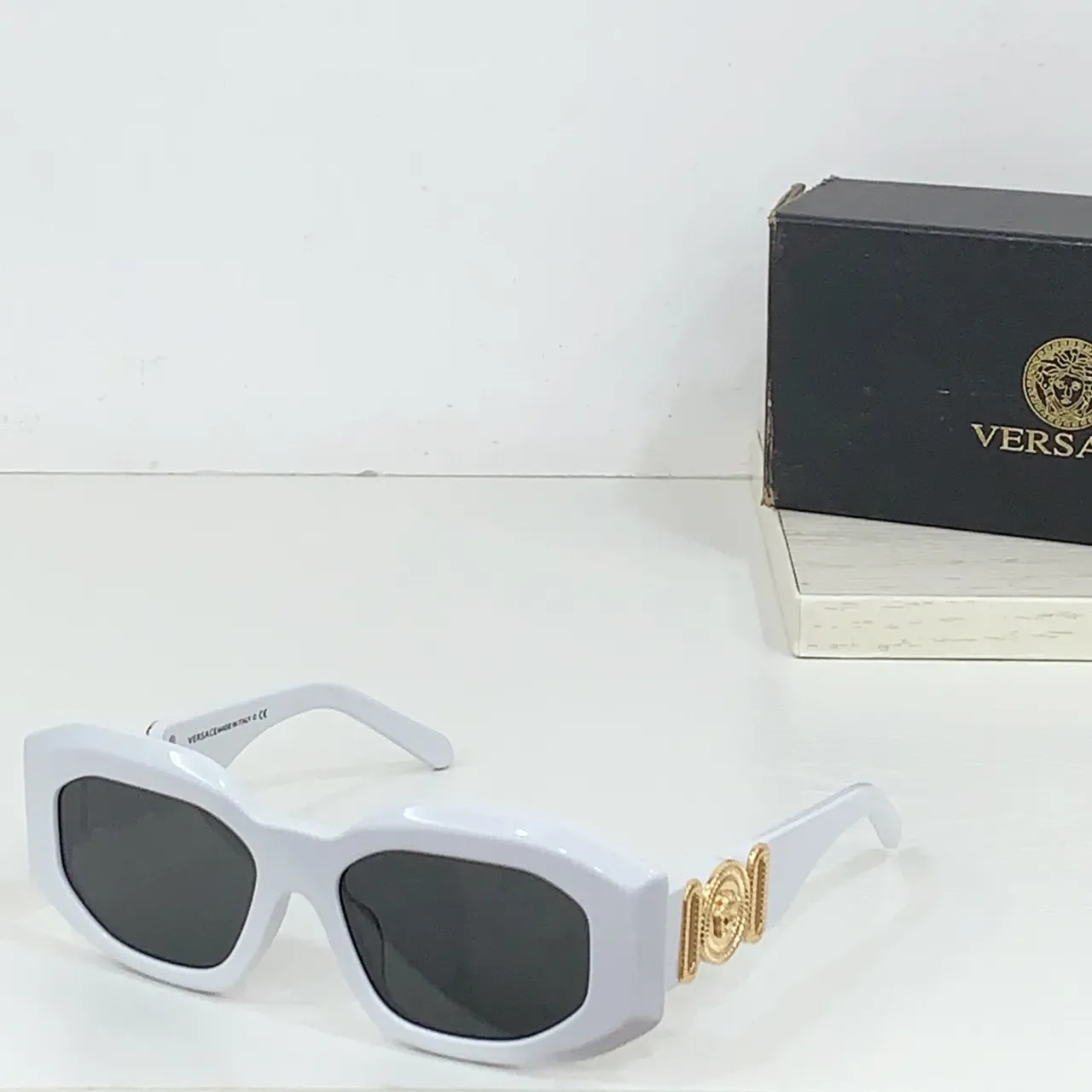 Versace Chain Reaction Black Acetate Gold Medusa Sunglasses 4