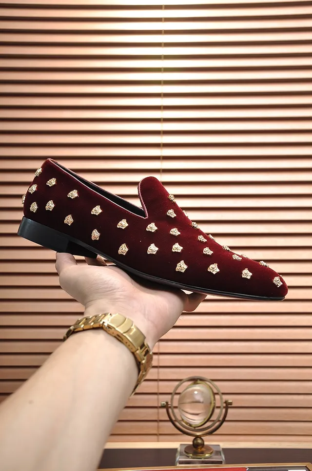 Versace Chain Reaction Bordeaux Doré Velours Supérieur Medusa Stud Embellishment Loafer 3