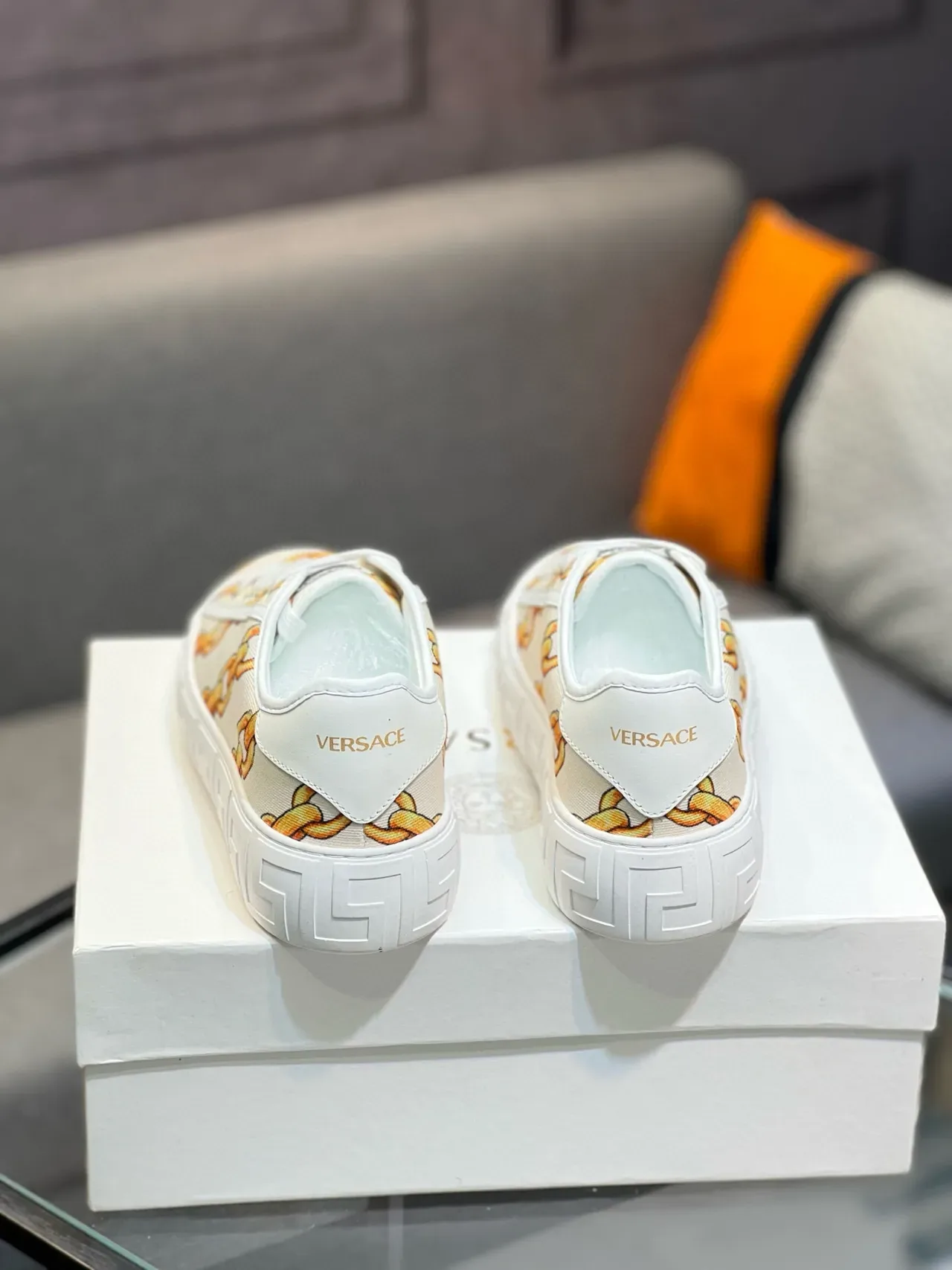 Versace Chain Reaction Estampa de Corrente Lona Tênis Lifestyle 2