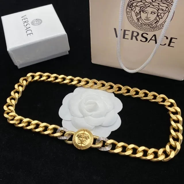 Collier Versace Chain Reaction Or et Argent Chaîne Curb 3