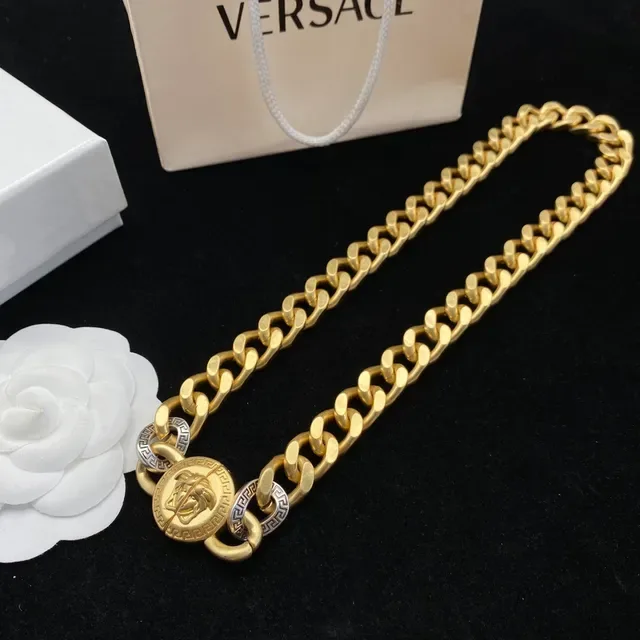 Collier Versace Chain Reaction Or et Argent Chaîne Curb 6
