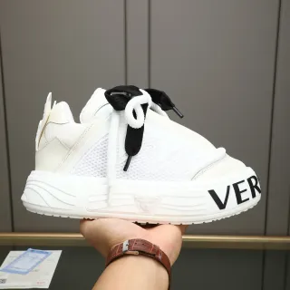 Versace Chain Reaction 白黑 平台底 网面皮革鞋面 厚底鞋