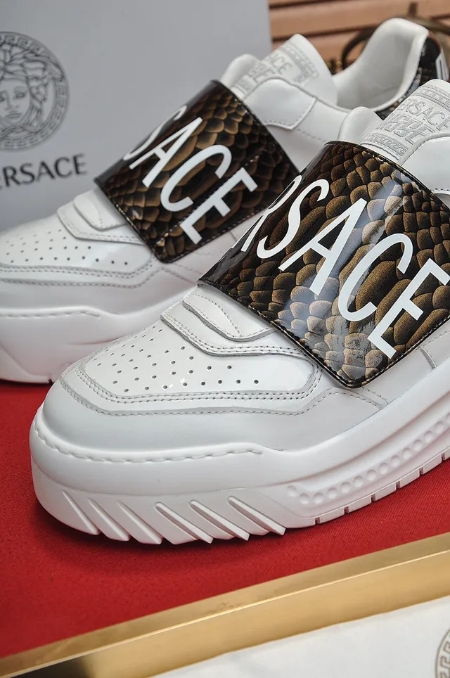 Versace Chain Reaction White Snakeskin Strap Chunky Sneakers 3