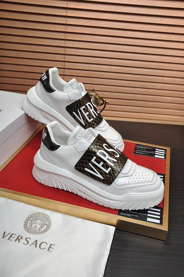 Versace Chain Reaction White Snakeskin Strap Chunky Sneakers 4