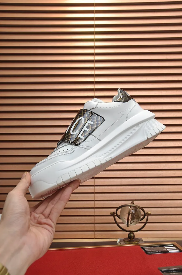 Versace Chain Reaction White Snakeskin Strap Chunky Sneakers 5