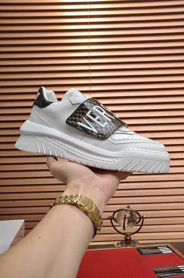 Versace Chain Reaction White Snakeskin Strap Chunky Sneakers 6
