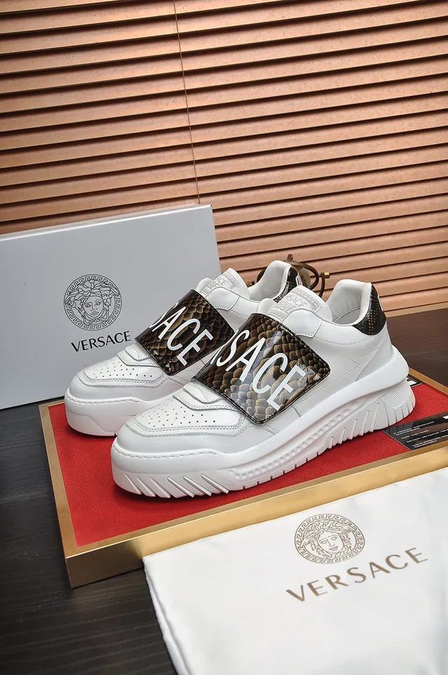 Versace Chain Reaction White Snakeskin Strap Chunky Sneakers 7