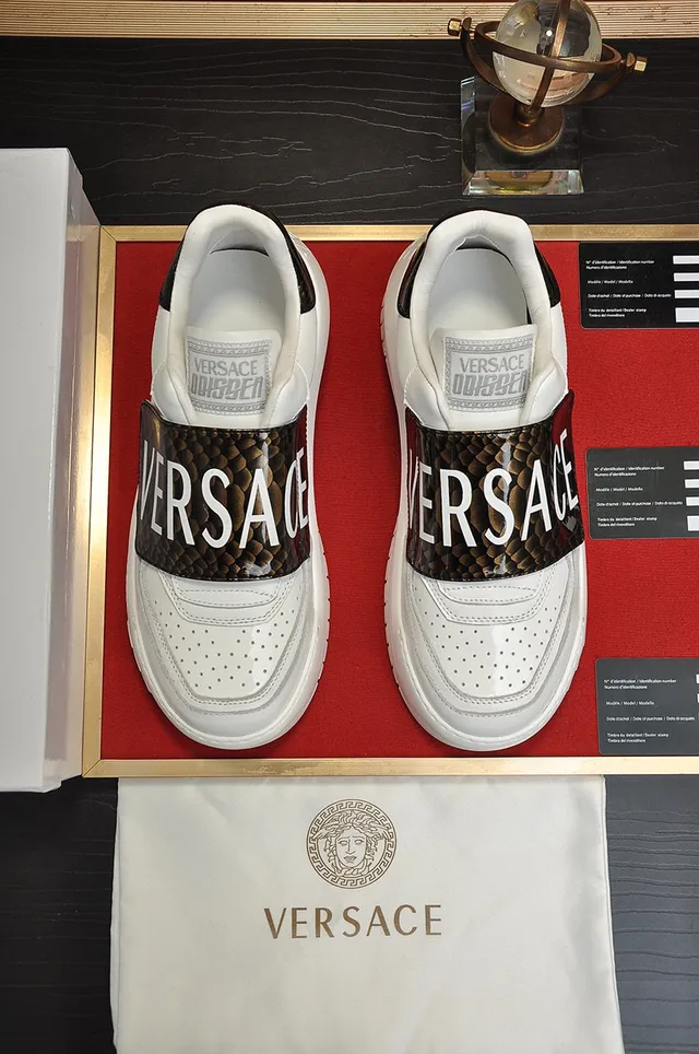 Versace Chain Reaction White Snakeskin Strap Chunky Sneakers 8