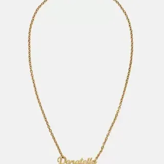 Versace Donatella Collar Cadena de Oro Placa de Nombre en Cursiva