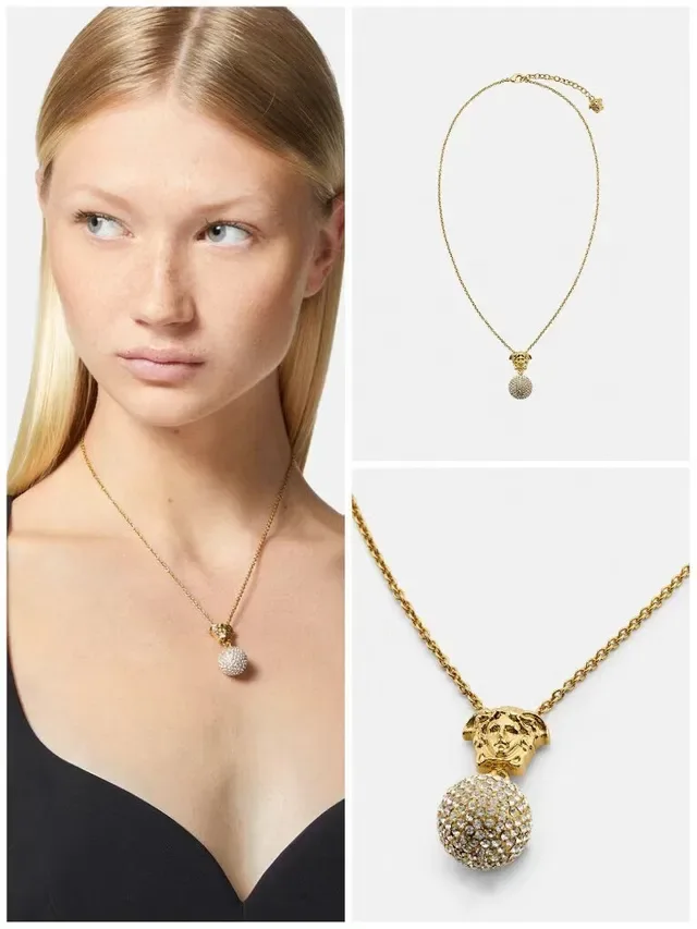 Versace Chaîne Or Argent Charm Tête de Méduse Collier 7