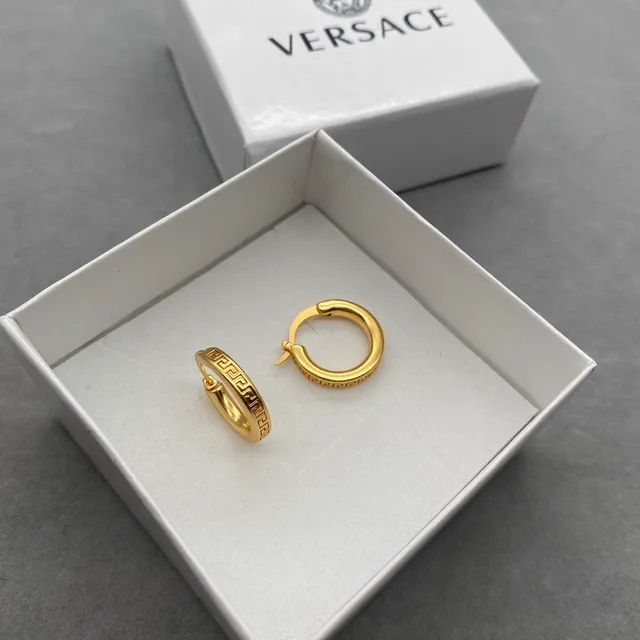Versace Gold Thick Hoop Earrings 2