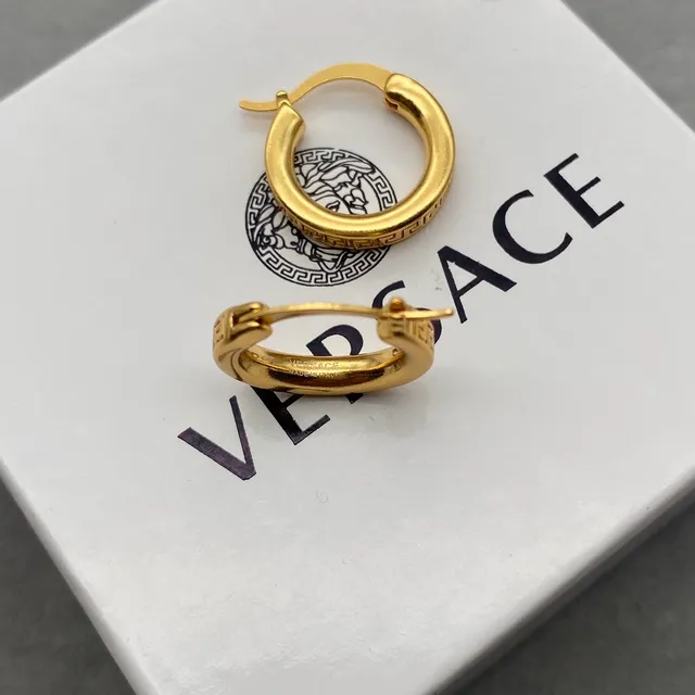 Versace Gold Thick Hoop Earrings 3