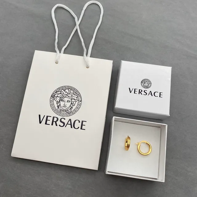 Versace Gold Thick Hoop Earrings 4