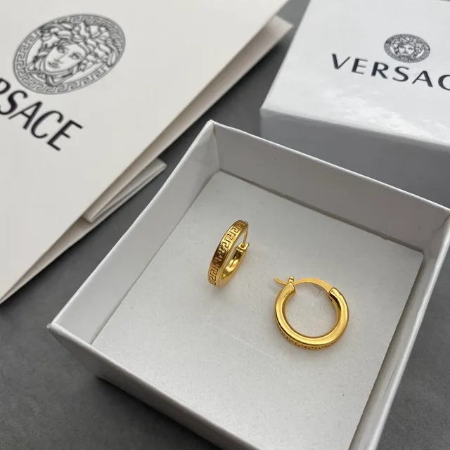 Versace Gold Thick Hoop Earrings 5