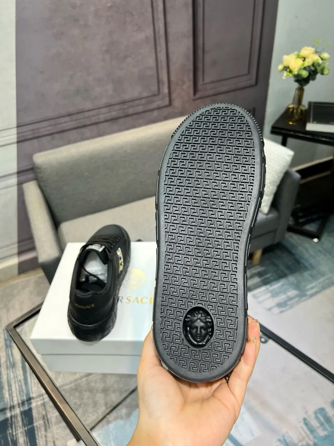 Versace Greca Odissea Black Embellished Lifestyle Sneakers 3