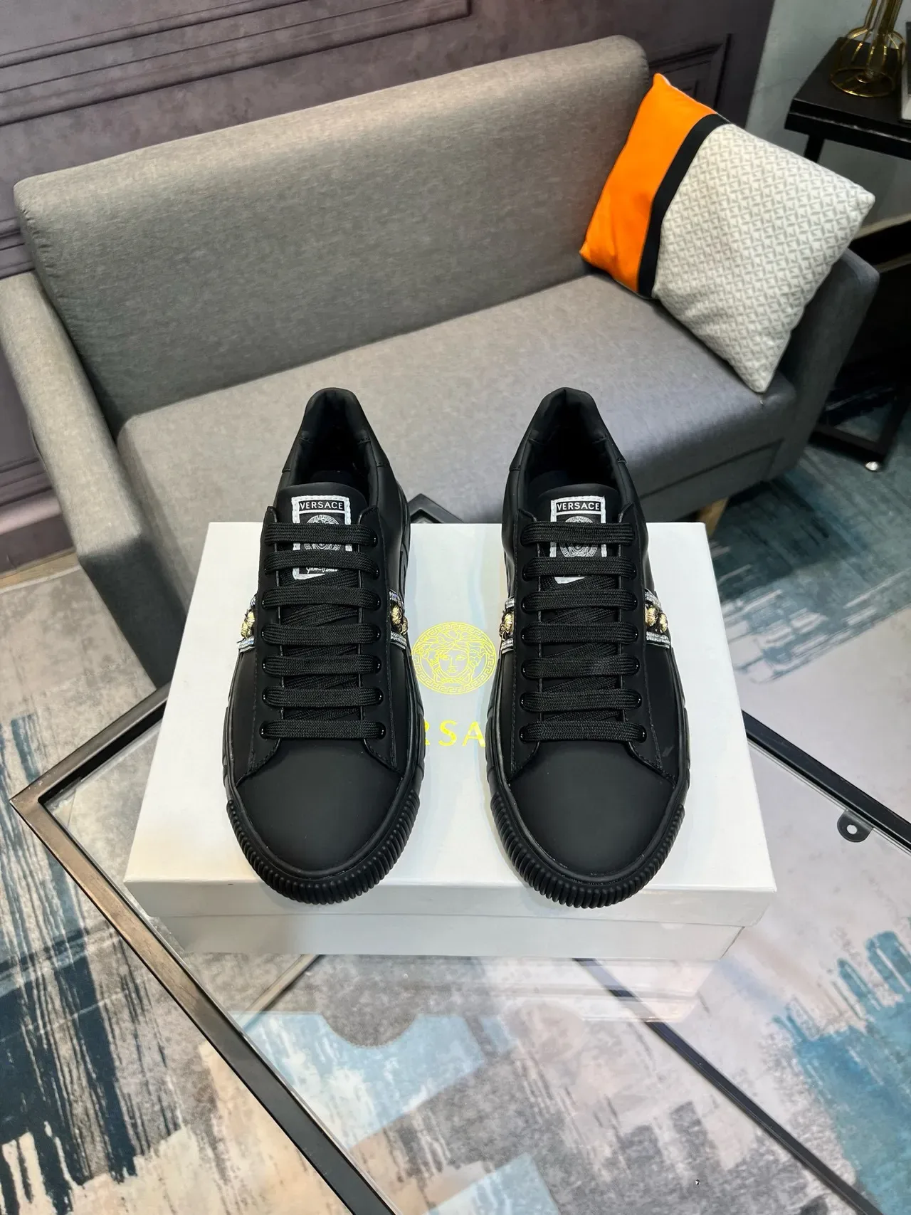 Versace Greca Odissea Black Embellished Lifestyle Sneakers 4