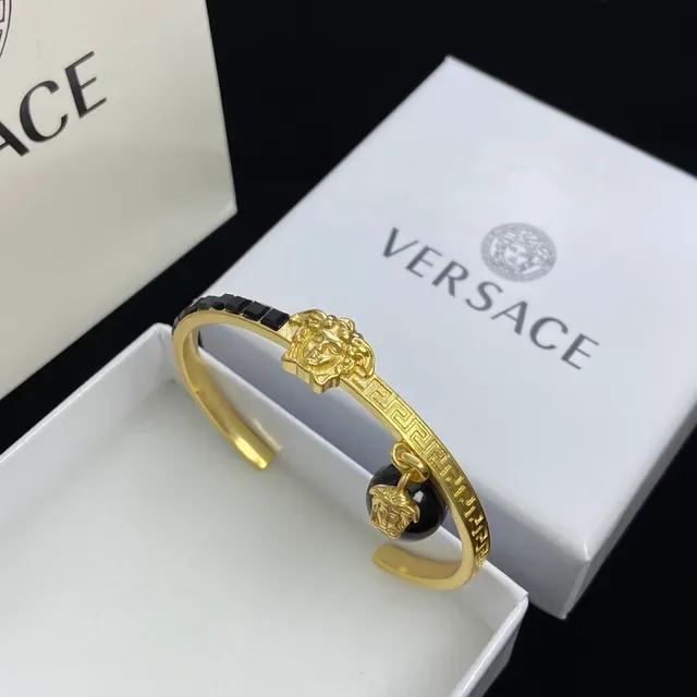 Versace Pulseira Medusa Head Ouro Preto Metal Motif 4