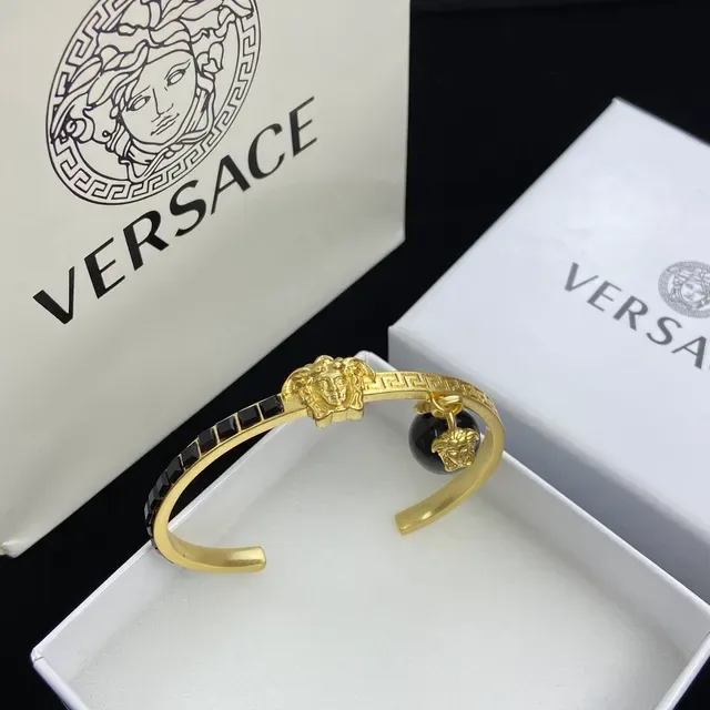 Versace Pulseira Medusa Head Ouro Preto Metal Motif 5