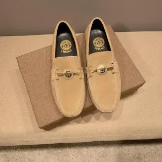 Versace Medusa Horsebit Mocasines Beige de Ante