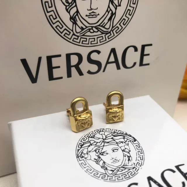 Versace Medusa Lock Gold-Tone Stud Earrings 4