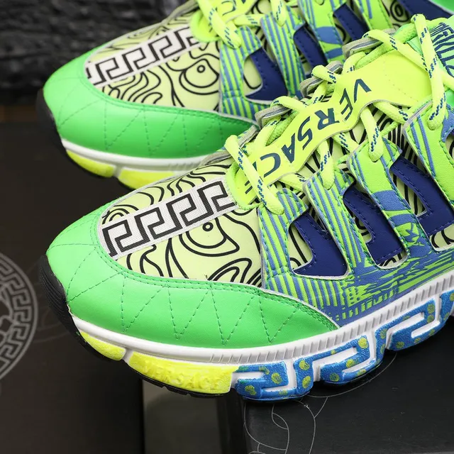 Versace Multicolor Greca Key Pattern Overlay Asymmetrical Lacing System Lifestyle Sneakers 11