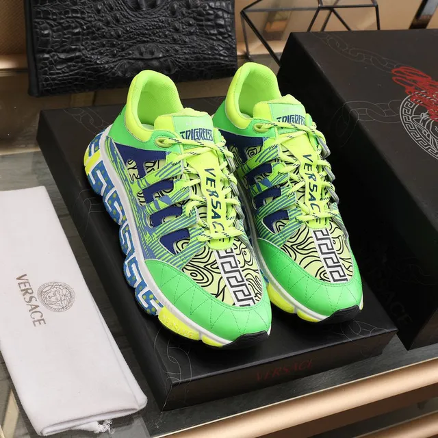 Versace Multicolor Greca Key Pattern Overlay Asymmetrical Lacing System Lifestyle Sneakers 17