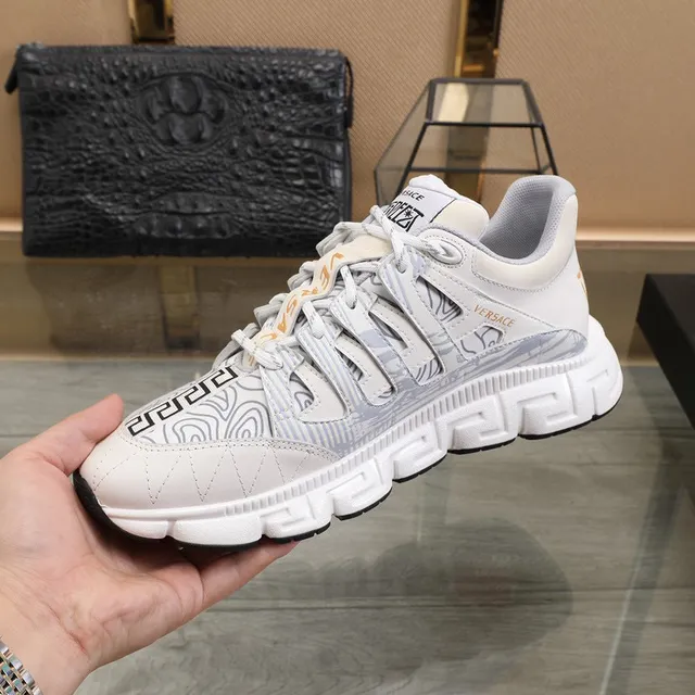 Versace Multicolor Greca Key Pattern Overlay Asymmetrical Lacing System Lifestyle Sneakers 21