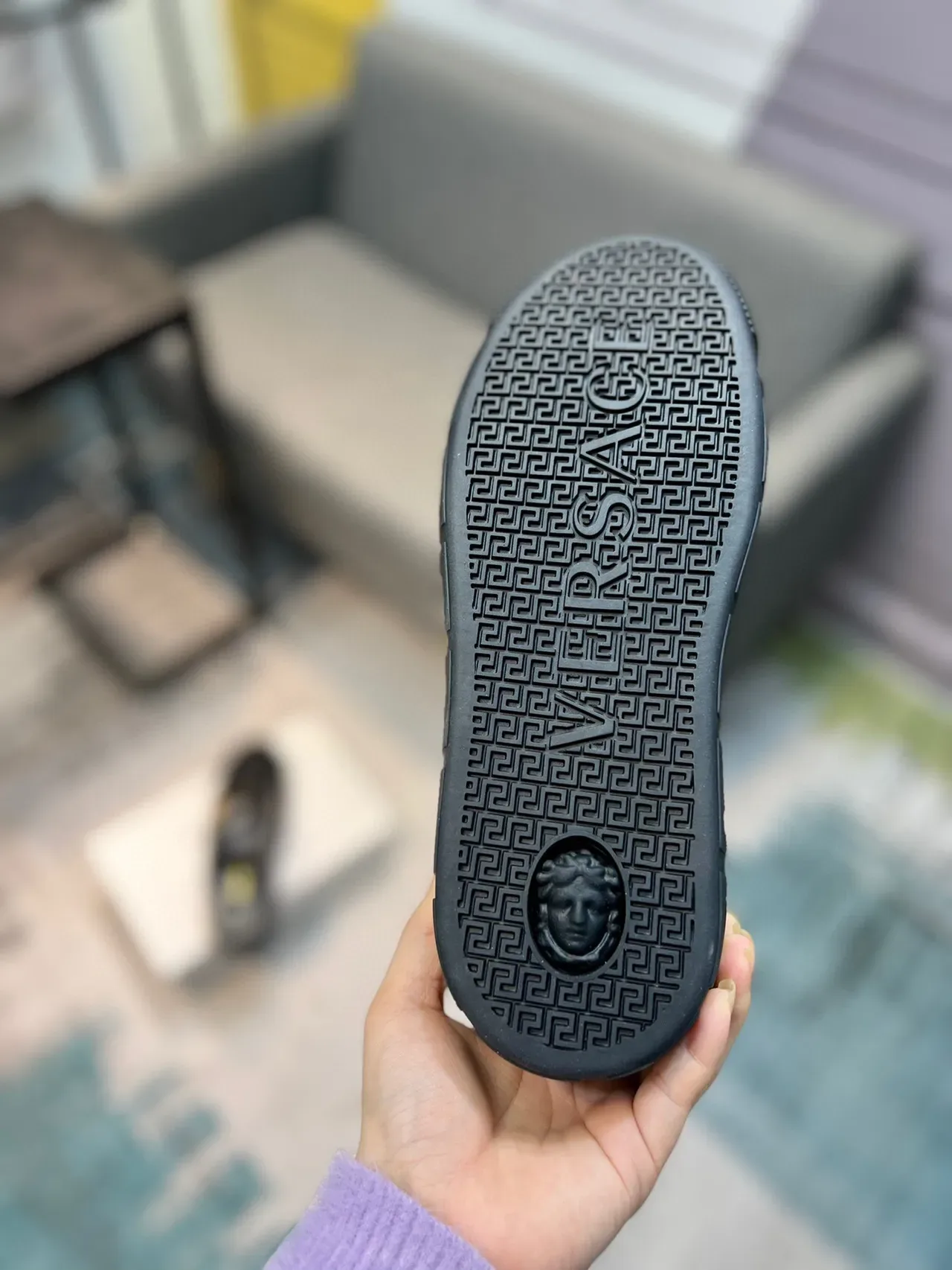 Versace Odissea Sneakers Plateforme Noir Cuir Graphique Orné Style de Vie 9