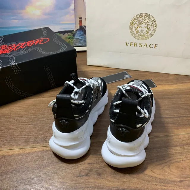 Versace Odissea Greca Pattern Black and White Chunky Sneakers 2