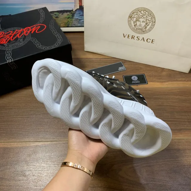 Versace Odissea Greca Pattern Black and White Chunky Sneakers 3