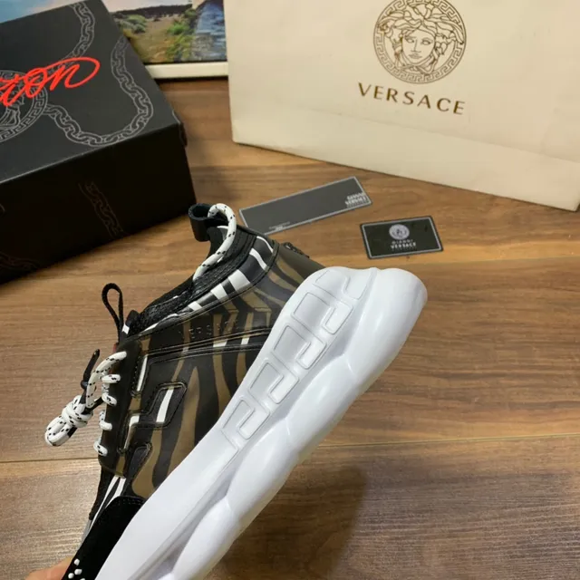 Versace Odissea Greca Pattern Black and White Chunky Sneakers 4