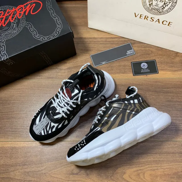 Versace Odissea Greca Pattern Black and White Chunky Sneakers 6