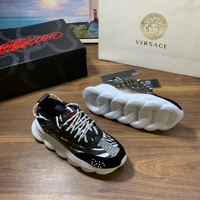 Versace Odissea Greca Pattern Black and White Chunky Sneakers 7