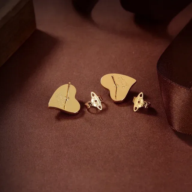Vivienne Westwood Gold Silver Heart-Shaped Pavé Crystal Earrings 6